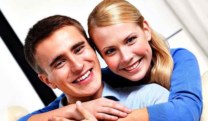 Happy men and women